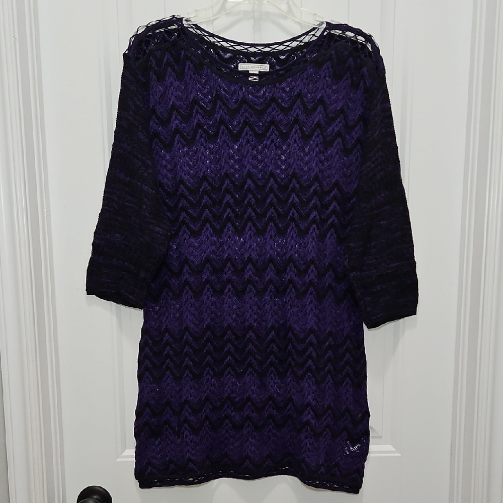 Dana Buchman Open Knit Crochet Tunic Top